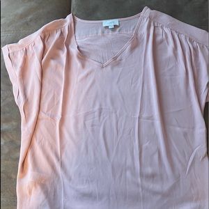 Loft pink capped multiple material shirt. NWOT